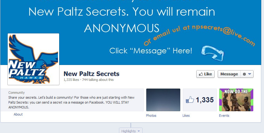  The homepage and logo for New Paltz Secrets. 