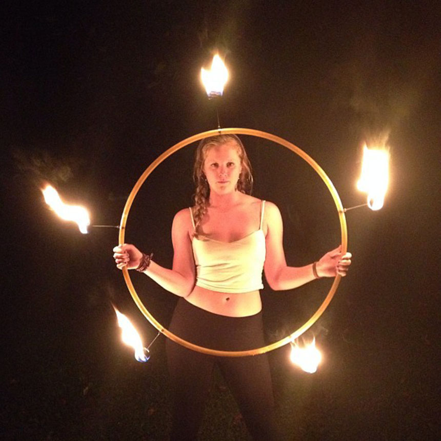 Abby Lane with her fire hoop. Photo by Cheyenne MacDonald