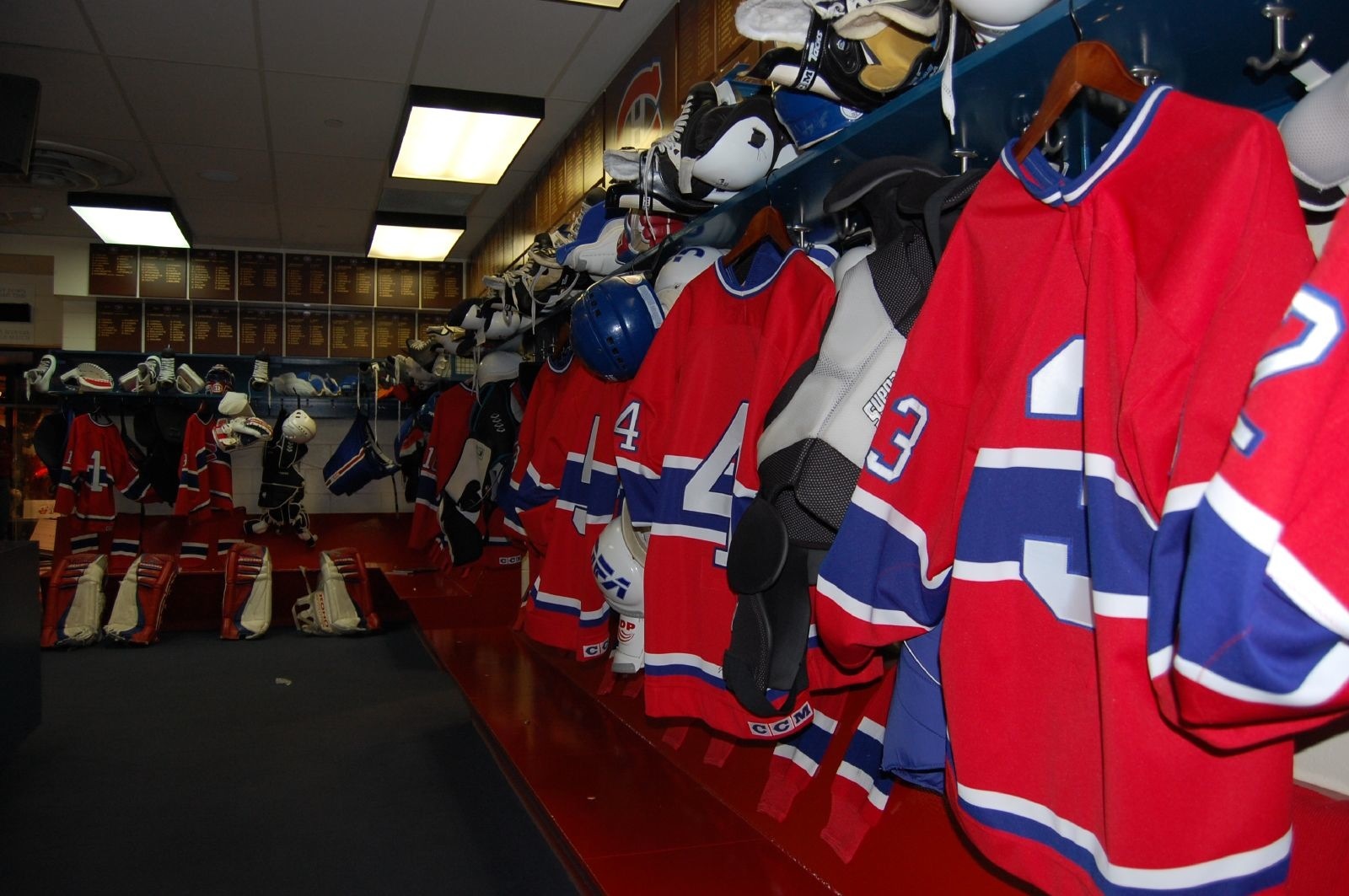 Montreal Canadiens locker room. Photo courtesy of Howard Boon. 