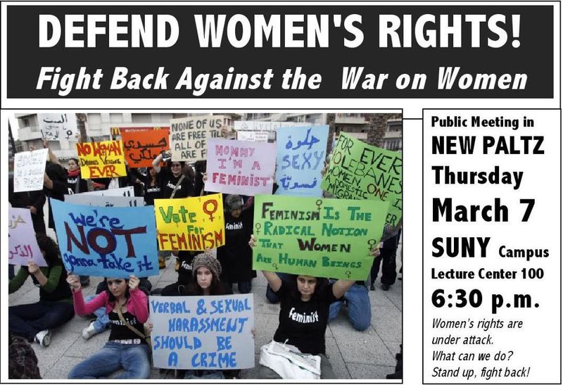 Event flyer for International Women's Day in New Paltz
