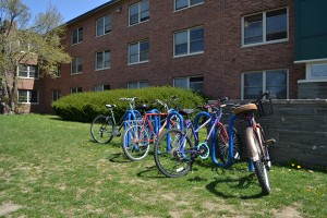  A partially full bicycle rack outside of Bouton hall. Photo by Cooper LaRocque