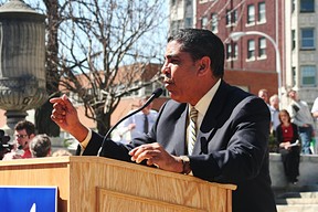 Sen. Adriano Espaillat voted “nay” on every budget bill as an act of protest for not including the DREAM Act or a strong minimum wage agreement in the budget. The Senate Latino Conference all voted against the Education, Labor and Family Assistance bill for not including the DREAM Act. Photo by Gazette file.