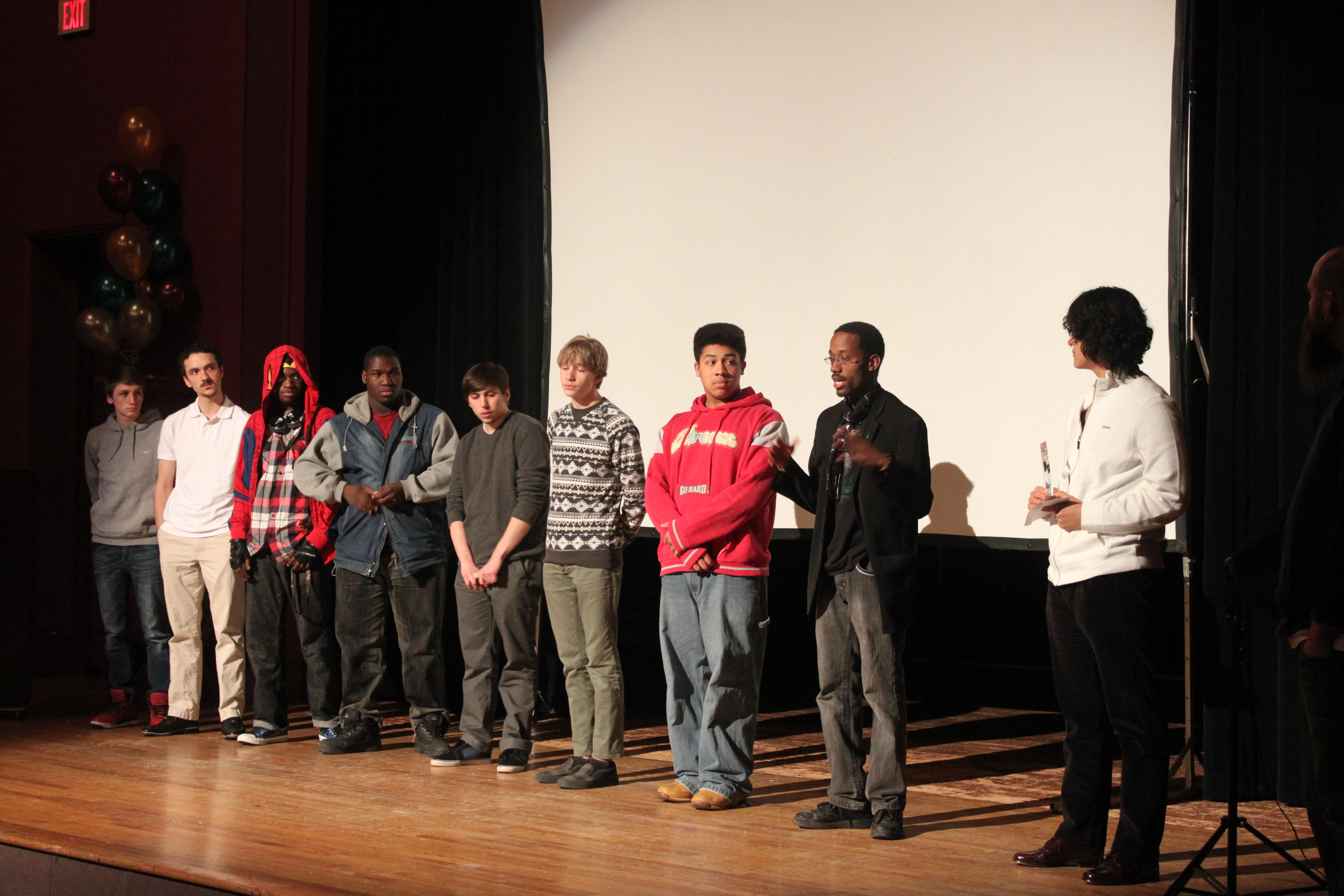 Area contestants participate in a Q& A session after the screening of their films.