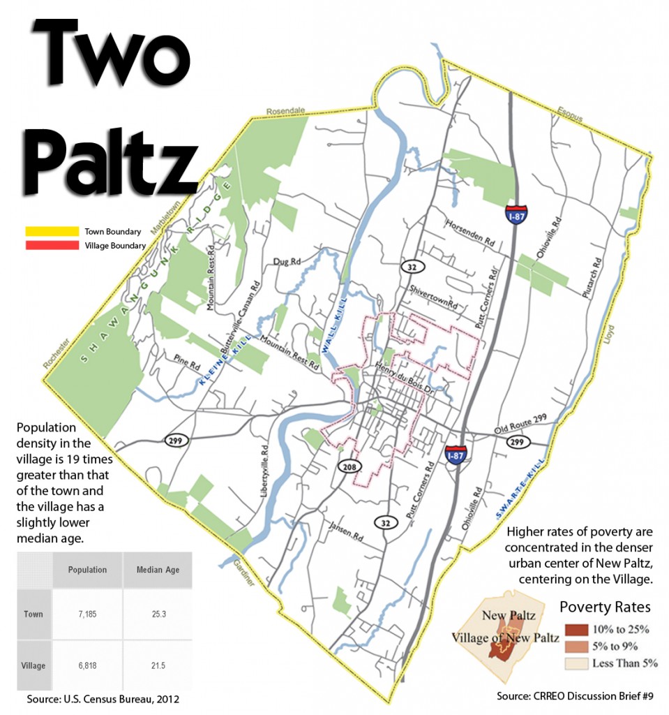 Map of of both the town of New Paltz and the village.